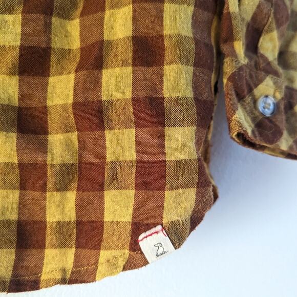 Me + Henry Button Down Boys Sz 3-4y Long Sleeve Rust Gingham Short Fall - Picture 3 of 7